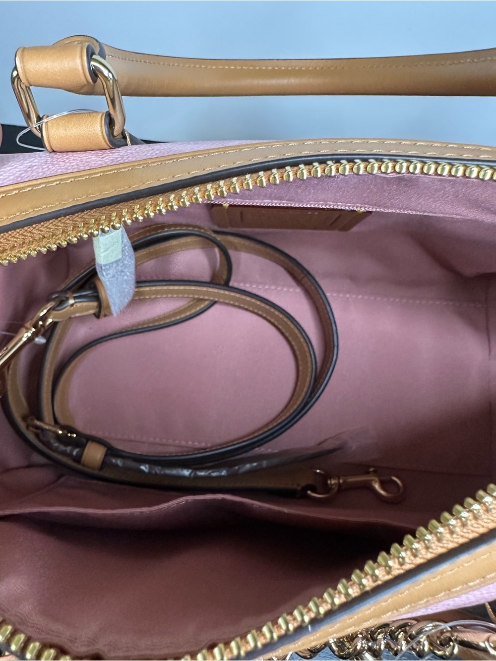 Coach Powder Pink Signature Canvas Medium Rowan Satchel with Charms - Picture 7 of 9